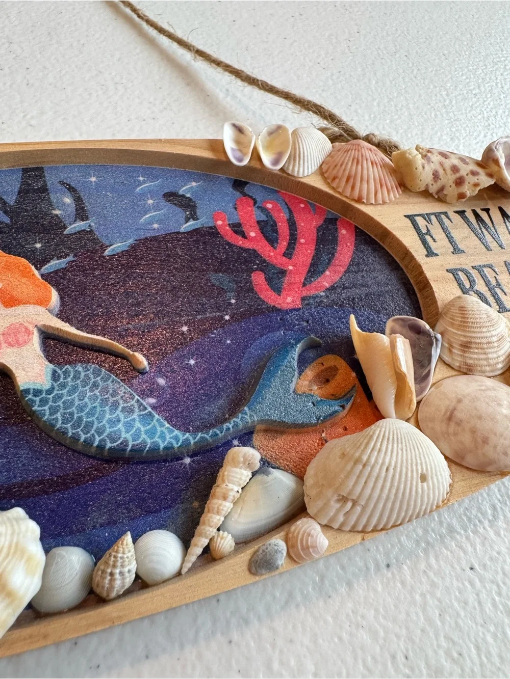 Salty Vibes Ft Walton Beach, FL Seashell Wall Sign - Blue & Tan